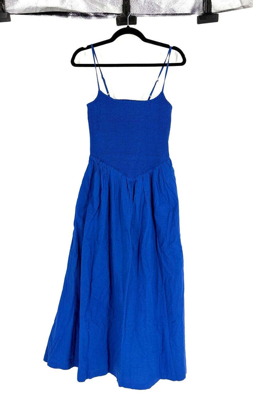 NWT Abercrombie + Fitch smocked maxi in blue women's M